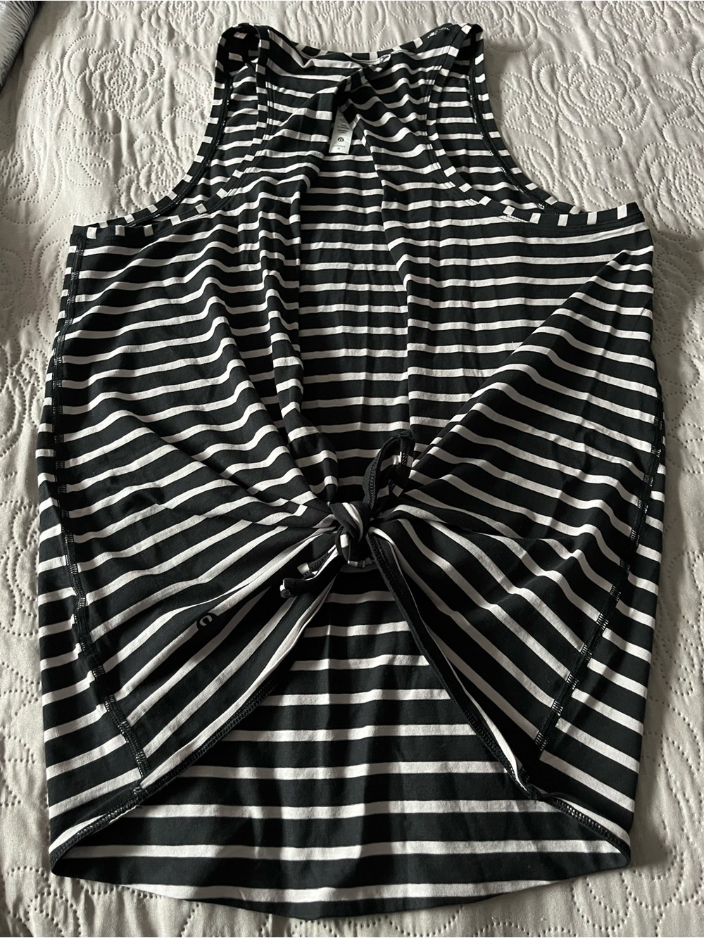 lululemon athletica Black and White Stripe Tie Back Tank
